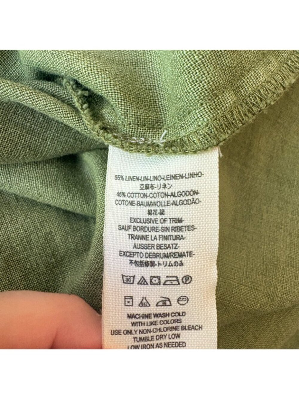 Free People Linen Blend Sleeveless Button Front Shirt Olive Green Frayed Edges - Picture 10 of 11